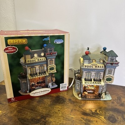 Lemax Plymouth Corners Pinnacle Pete's Pool Hall Porcelain Lighted Building NICE