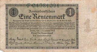 Deutschland Germany Eine Rentenmark 1923 gebraucht (Serie F) Sammlung Lot