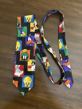 Vtg 1993 Looney Tunes Mania Tie Necktie - Marvin, Bugs, Daffy, Tweety 60  