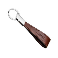 Italian Leather Keychain for Men and Women, with Flat Profile Polished Metal ...