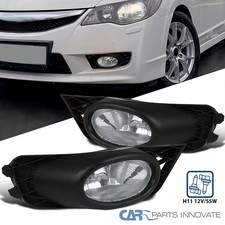 Fits 09-11 Honda Civic 4dr Sedan Clear Fog Lights Front Driving Lamps Lrswitch