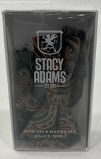 Stacy Adams Men Green Paisley Microfiber Pre Tied Bow Tie Hanky Set One Size New