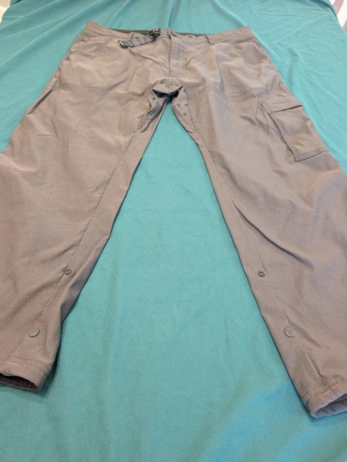 PRANA Men’s 36/30 Stretch ZionPant Belted Vented Roll Up/Snap Inseam 5626
