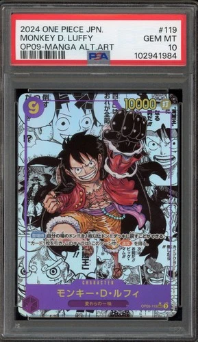 One Piece CCG Monkey.D.Luffy Japanese Manga Alternate Art OP09-119 PSA 10