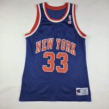 Vintage Champion New York Knicks Patrick Ewing Jersey Mens Size 40 Blue 90s USA