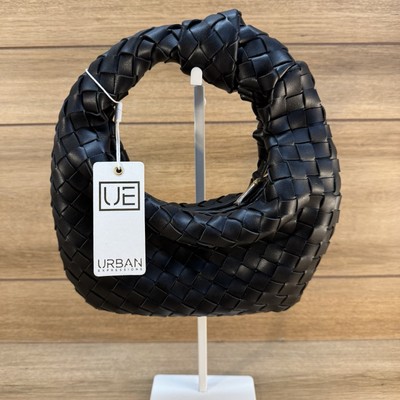 New URBAN EXPRESSIONS  Mini Jodie Woven Knot Small Black HandBag Purse