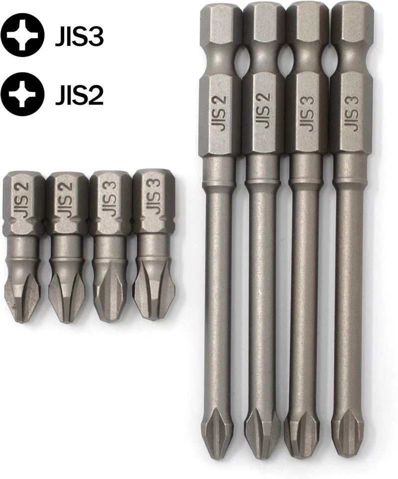Durable Alloy Steel JIS Impact Bits Set - 8-Piece with Short & Long Variants - Image 4 of 4