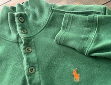 Polo Ralph Lauren Men's Mock Neck Sweater 1/4 Button Placket 100 Cotton Small