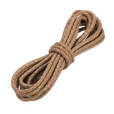 4mm Braided Leather Cord Round Braided Faux Cord, Khaki, 3.3 Yard