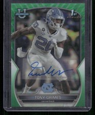 2022 Bowman University Chrome #75 Tony Grimes Green Refractor #/99