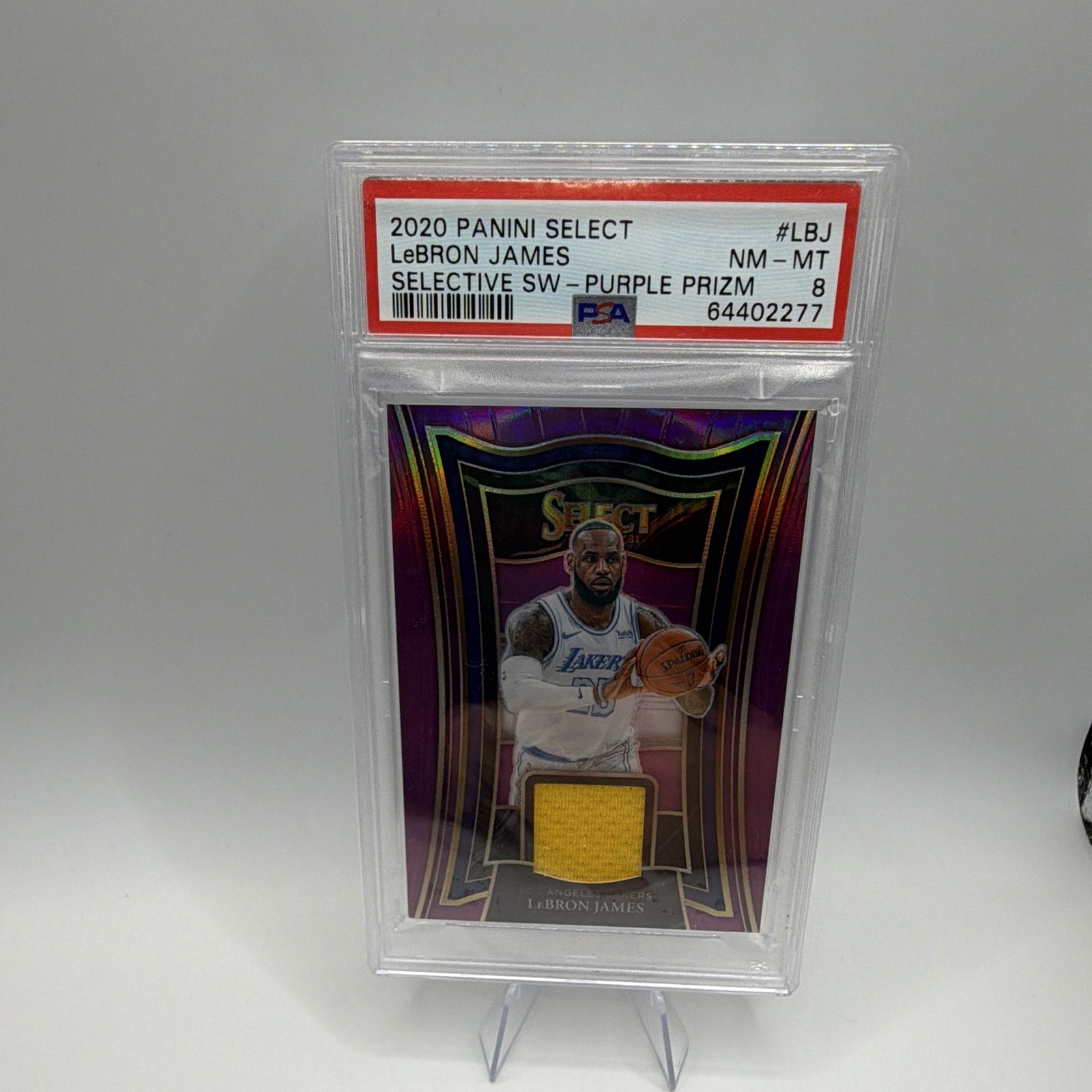 2020-21 Panini Select LeBron James  Purple Patch GAME WORN #/99 PSA 8 👑🐐