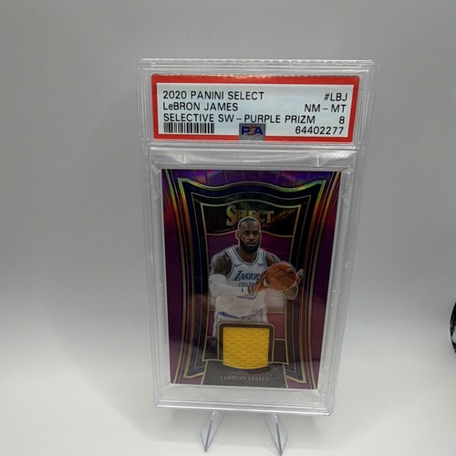 2020-21 Panini Select LeBron James  Purple Patch GAME WORN #/99 PSA 8 👑🐐