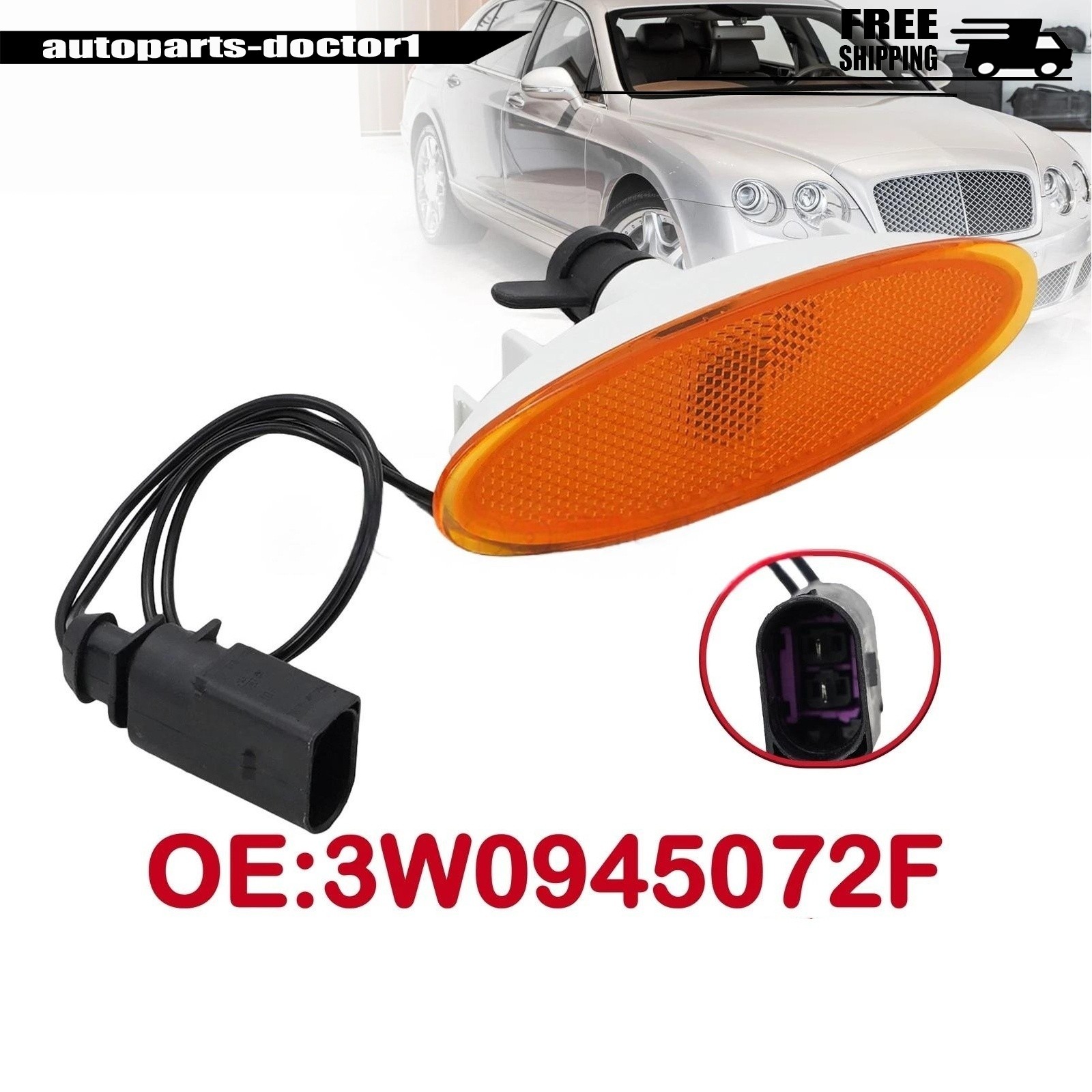 Bentley Continental GT 2004-2011 Front Right Side marker light P/N 3W0945071F