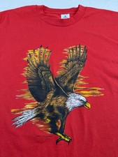 Vintage Majestic Bald Eagle Tee Shirt Single Stitch Red America Nature Mens XL