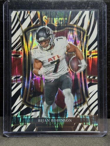 2025 Panini Select Bijan Robinson #148 Premier Level Zebra Prizm Shock Falcons