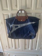 Longchamp Le Pliage Limited Edition Eiffel Tower Blue Large Tote Bag