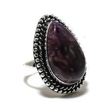 Russian Charoite Gemstone Handmade 925 Sterling Silver Jewelry Ring Size 7 O644