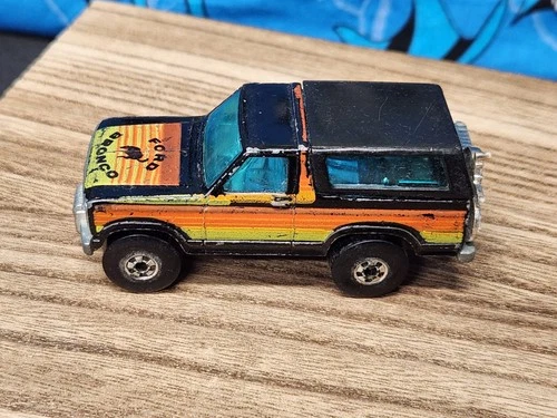 Very Nice 1980 Hot Wheels FORD BRONCO w/ CHROMED Motorcycle HK Vintage Black BW