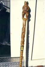 Hand carved bear design wooden walking stick for men women walking cane gf