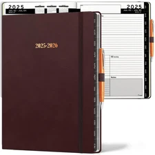 2025 2026 HARDCOVER Leather Planner Weekly & Monthly 8.5x11 Inches Academic