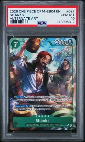 2026 One Piece Shanks OP14-027 Alt Art PSA 10 GEM MINT Four Emperors 🔥