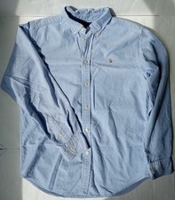 Ralph Lauren Blue Oxford Button-Up Shirt Embroidered Logo 100 Cotton 18/XL Boys