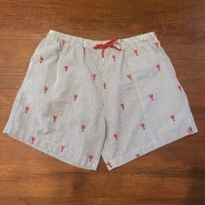 Vintage Weekender Swim Trunks Seersucker Lobsters Preppy Made In USA XL Cape COD