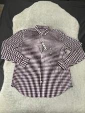 New JC Penny JCP Purple Grinham Button Down Dress Shirt Size Large Top Preppy 