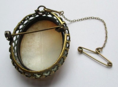 Broche Vintage Camée Buste De Femme - Couleur Vieil Or - Ancienne, Parfait état Pour Son âge