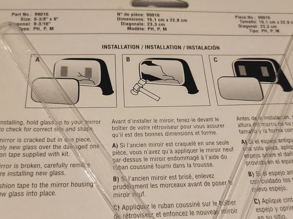 Cristal Espejo Repuesto para 97-00 Dakota Driver Side 99016 Foto 4 de 4