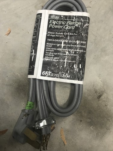VTG NOS SEARS ELECTRIC RANGE POWER CORD 3 PRONG 50 AMP 3 WIRE 6' (2YDS)