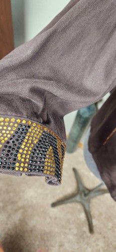 Quacker Factory Plus 1X Women's Brown /Chic Rhinestone/ Embellished Jean Jacket - Picture 4 of 20