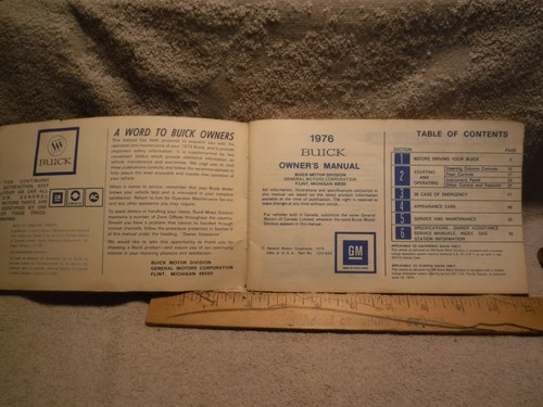 1976 Buick Century - Regal Owners Manual - Picture 2 of 6