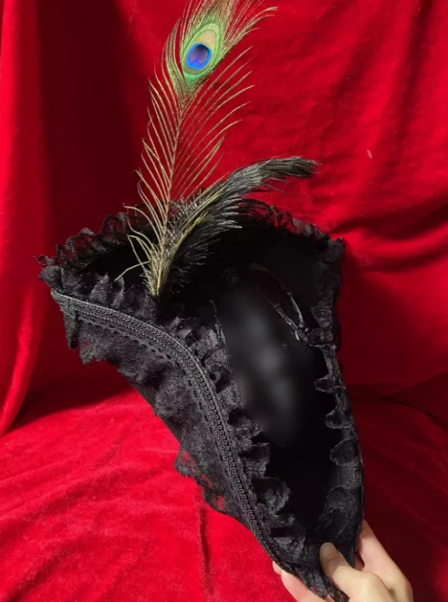 Pirates of the Caribbean Cocked Hat Pirate Cap Cosplay Halloween Black Headgear - Image 2 of 4