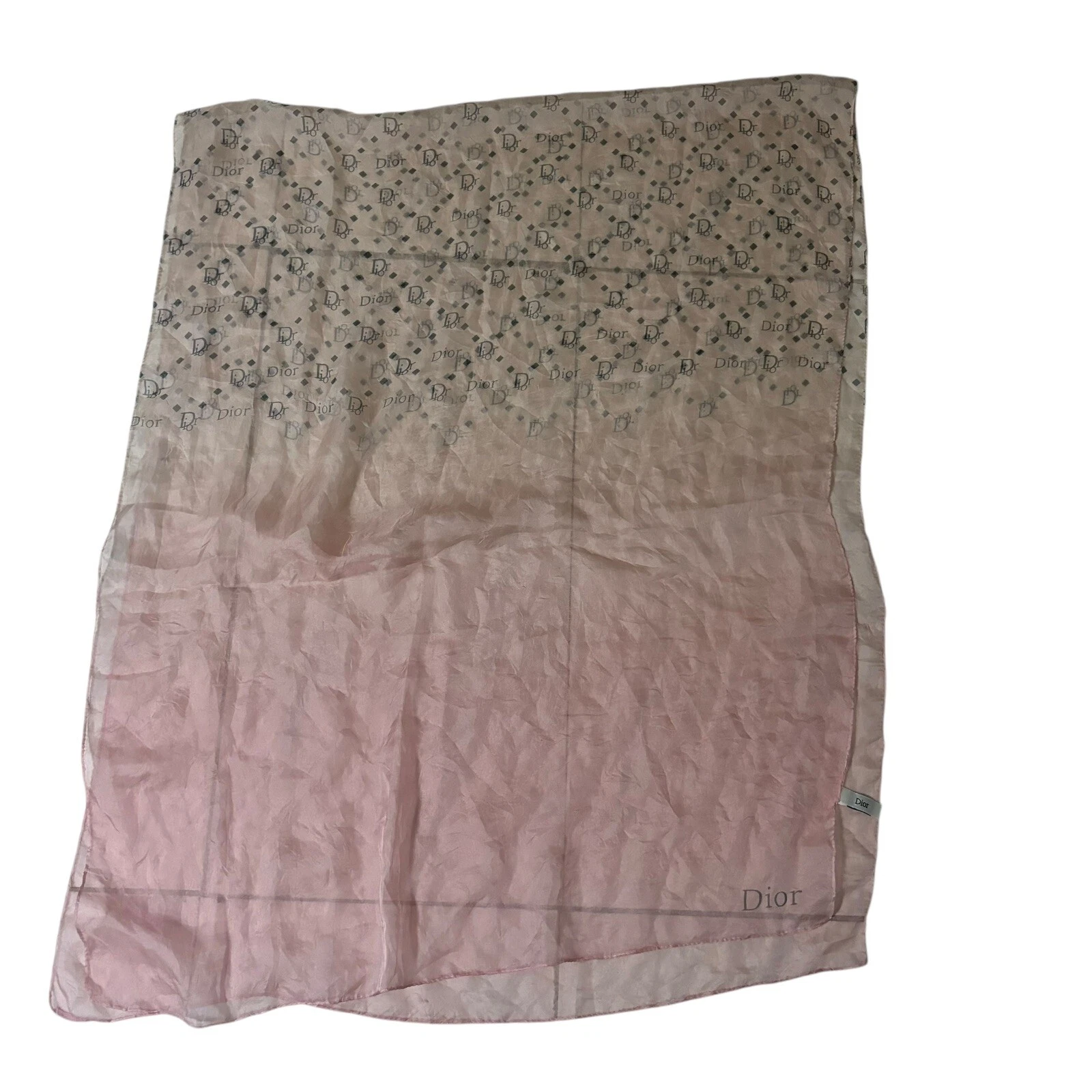 Foulard rose Dior 100% soie femme 68” x 25”