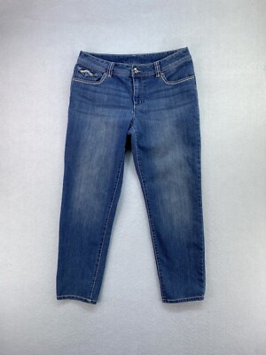 Faded Glory Womens Size 14A Medium Wash Flap Pocket Tapered Leg Denim Jeans