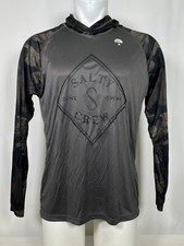 Salty Crew Tippet Pinnacle Long Sleeve Dark Gray Surf Hooded Shirt Men's MEDIUM