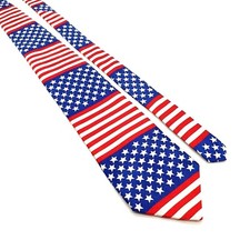 American Traditions Mens Necktie Patriotic Flag Stars Stripes Office Work Gift