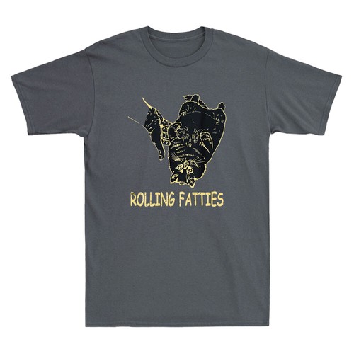 Rolling Fatties Cat Funny Cat Lover Gifts Humor Cat Meme Vintage Men's T-Shirt - Picture 4 of 8