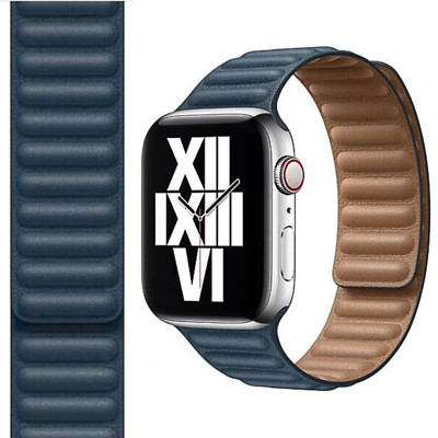 Original Apple Watch Leather Link Strap Baltic Blue 40mm S/M