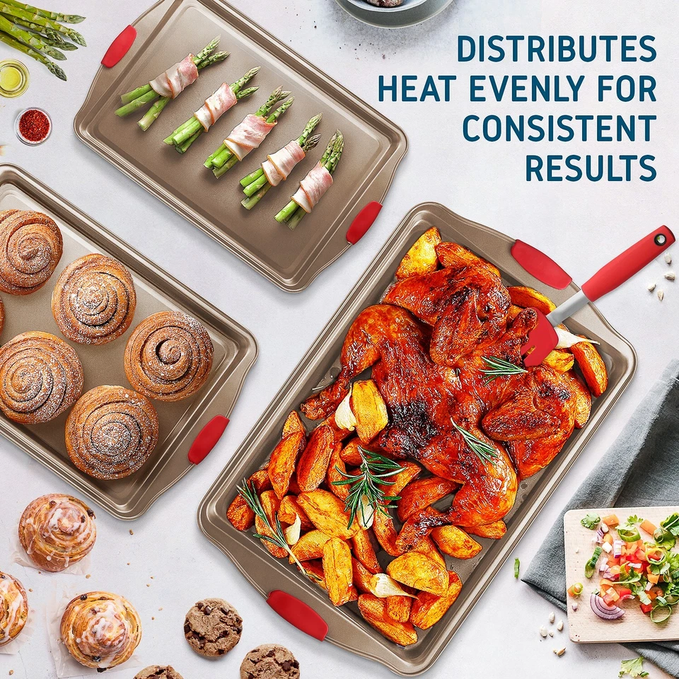 Juego de sartenes antiadherentes de 3 piezas para hornear pequeñas, medianas y grandes Foto 4 de 4