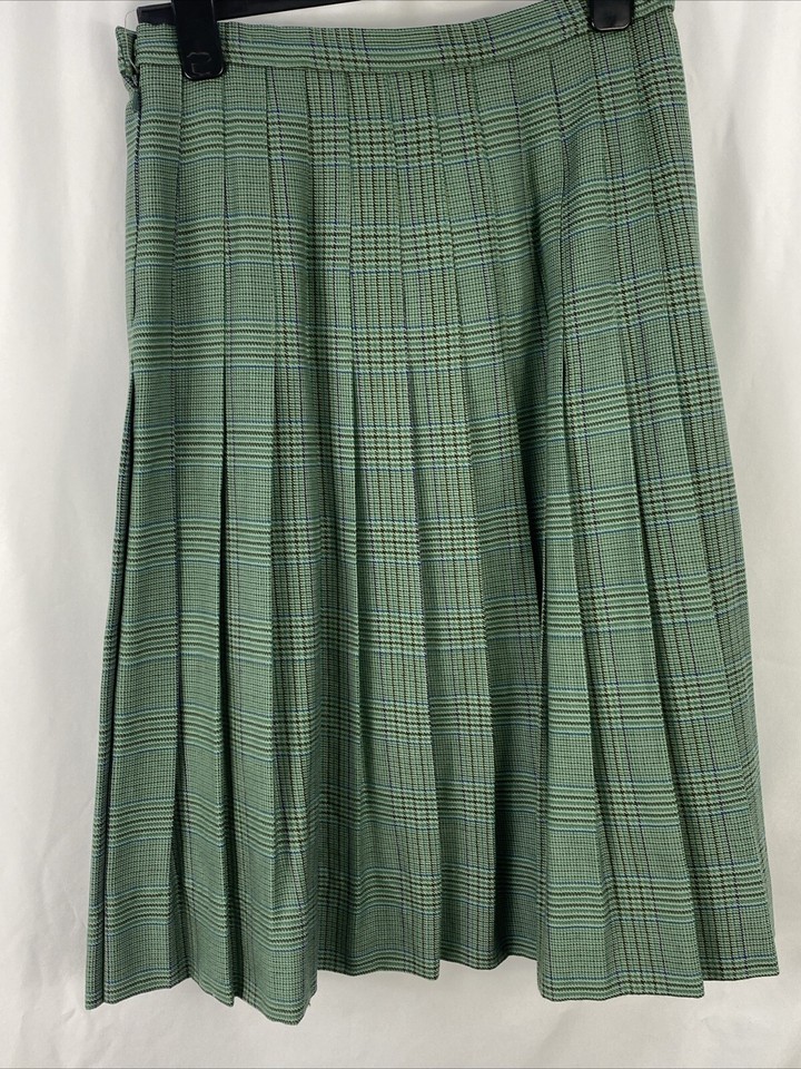 Vintage Dunedin Tweed Wool Skirt In Green UK 14 eBay