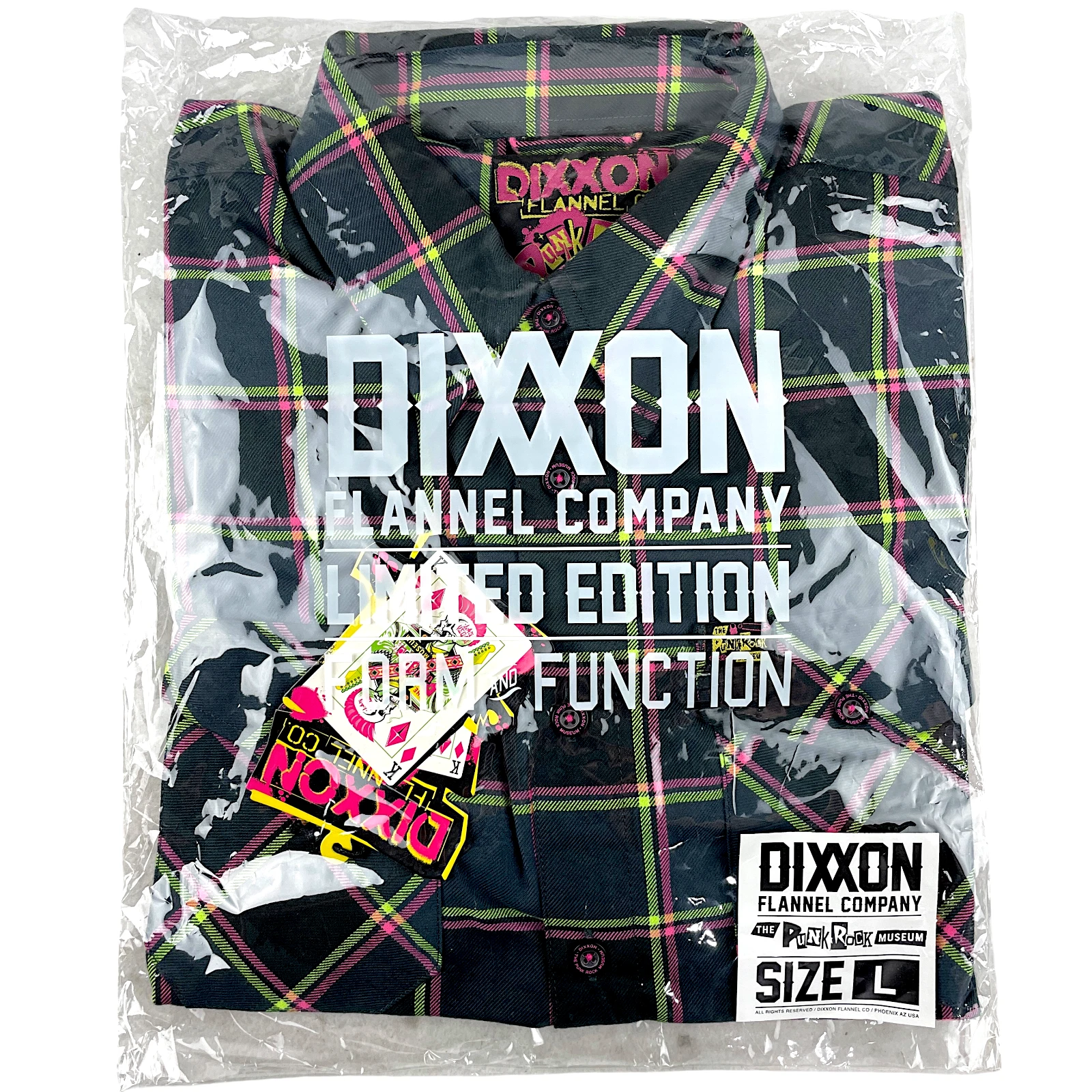 Dixxon Flannel x Punk Rock Museum Men's LARGE Collab Plaid Button Shirt RARE