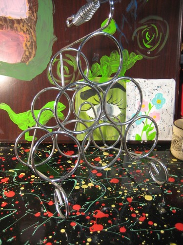 Chrome 6 Wine Bottle Wire Rack Carrier Stand with Handle