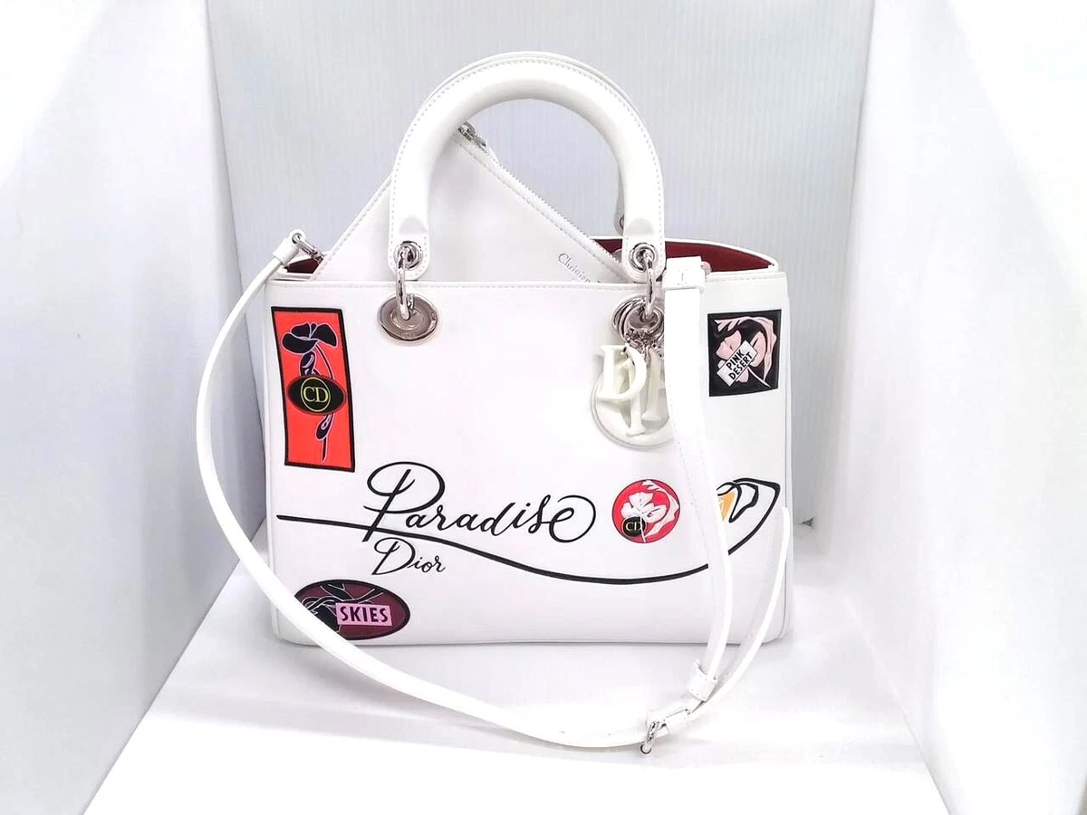 Christian Dior Lady Dior Paradise 2016 Cruise Handbag Patch W 32cm White Used