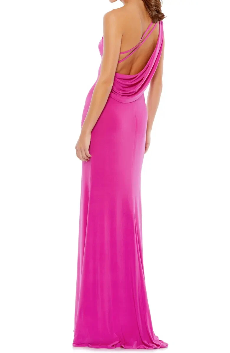 Mac Duggal Candy Pink One Shoulder Jersey Sheath Gown Size 2 $298 | eBay