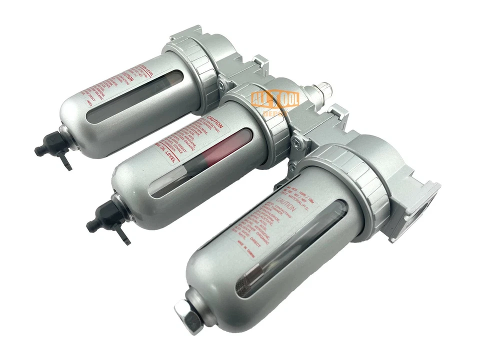 3/8" Mid Flow Inline Compressed Air Filter Clean system 3 Stage Manual Drain - Image 3 of 4