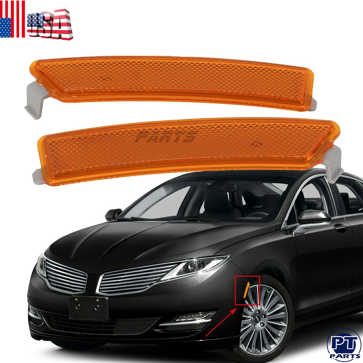 Right Front Bumper Reflector & Side Marker Light For 2013-2016