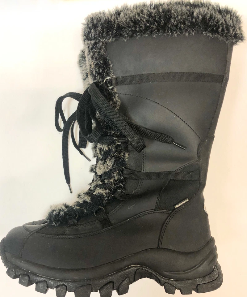 Botas de invierno SUPERFIT con cordones y cremallera negras impermeables AISLANTES; para mujer talla 6 Foto 2 de 4