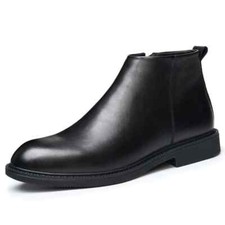 Men's Comfortable Leather Ankle Boots Business Winter Warm Plush Fur Casual Boot